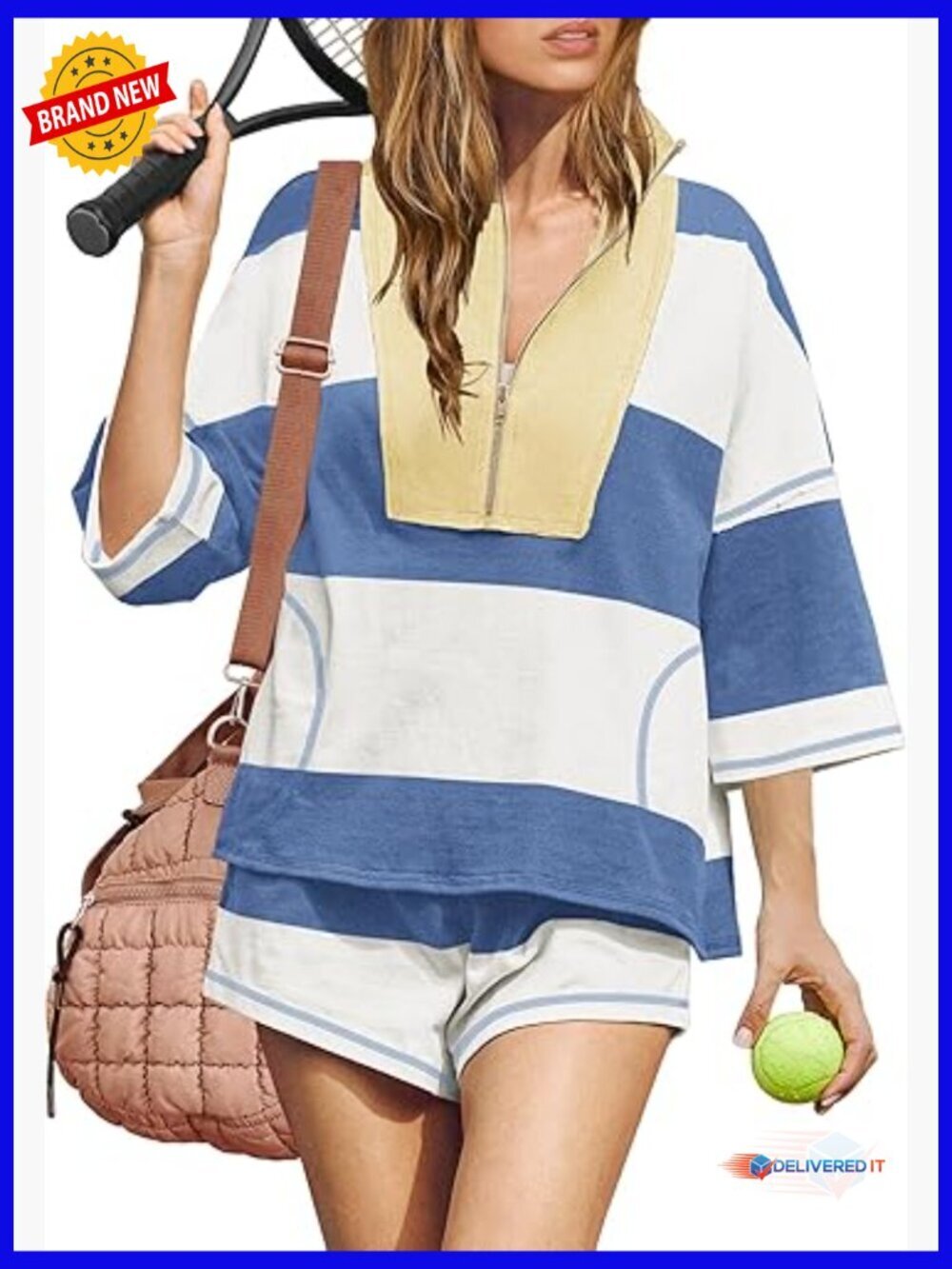 Striped Workout Tank Top and Shorts Set with Pockets 2 Piece Lounge Set